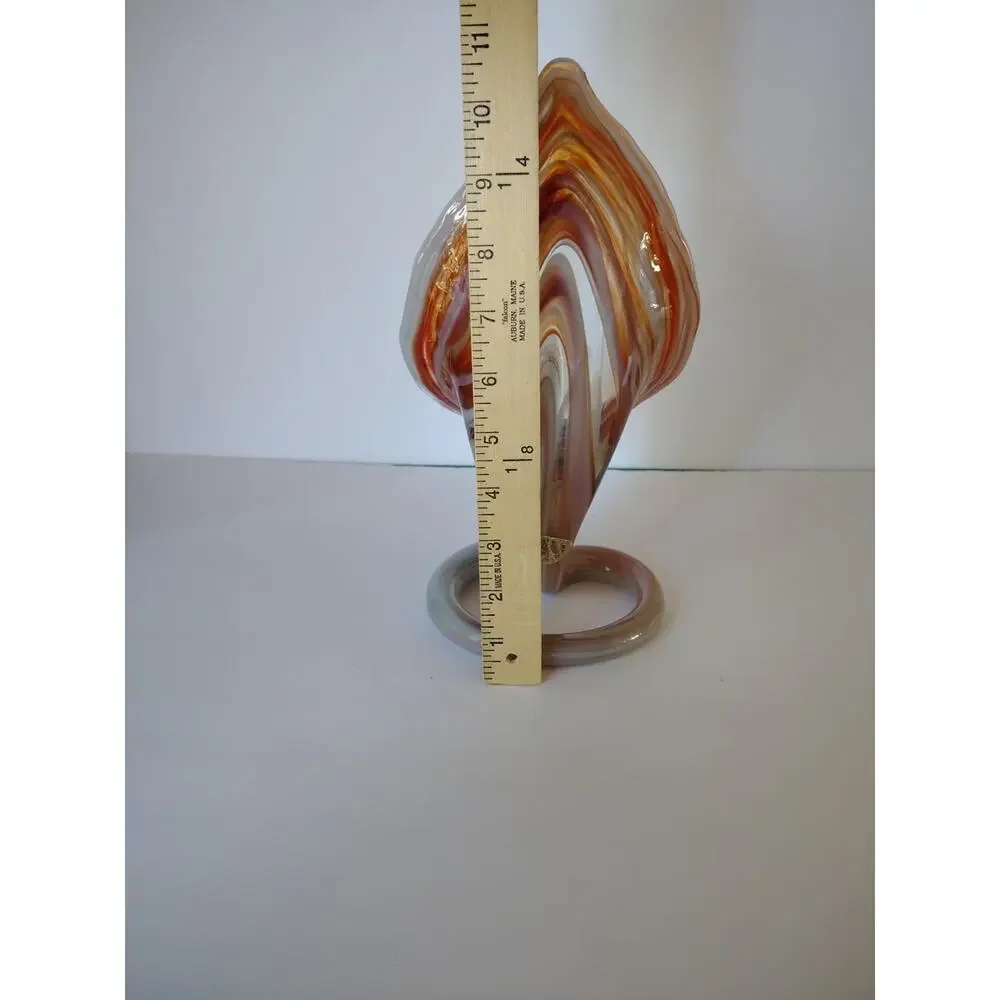 Spiro Jack in the Pulpit Trumpet Vase Calla Lily Vintage MCM Orange Coil Swirl